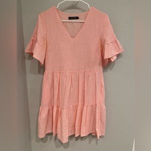 Pink linen dress